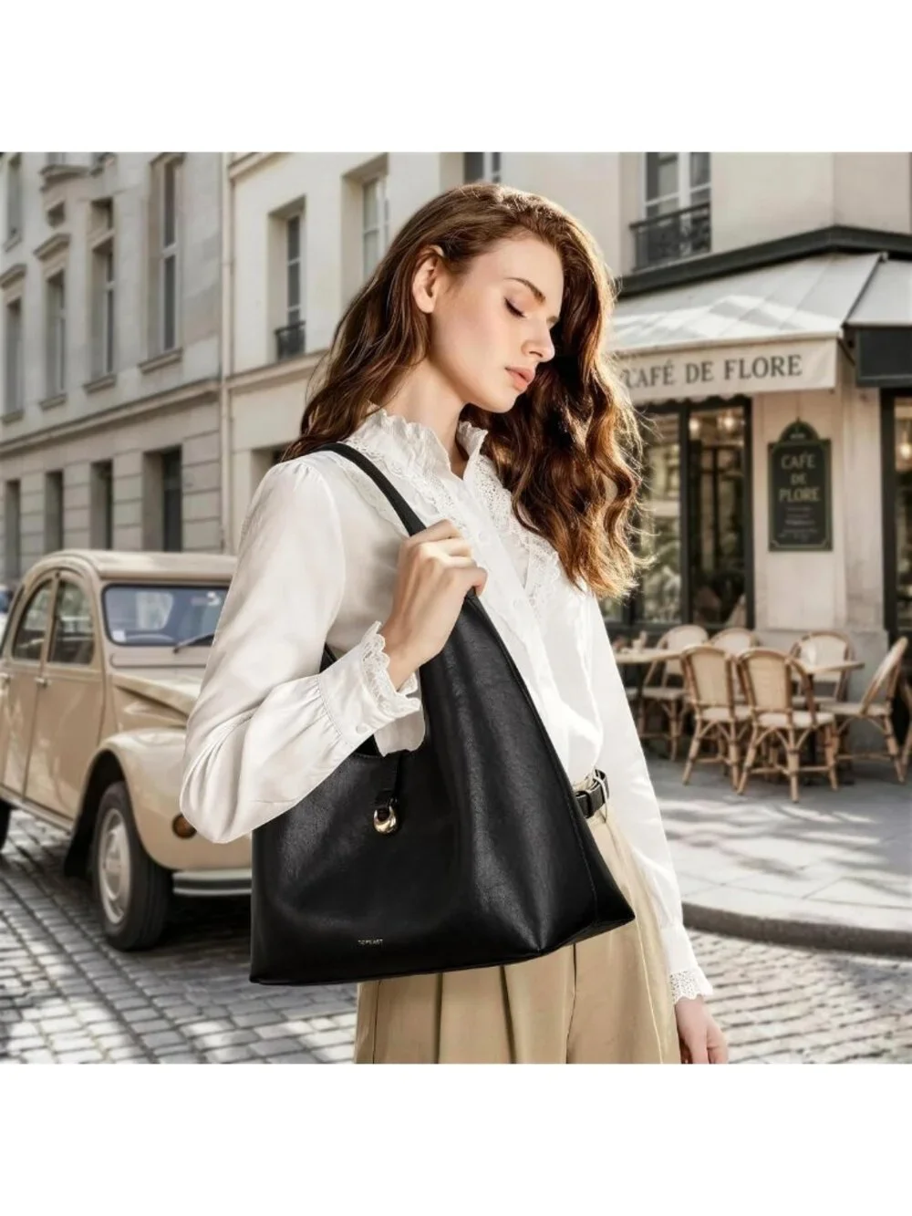 Chic Slouchy Hobo Bag for Women, Large PU Leather Shoulder Tote with Wallet